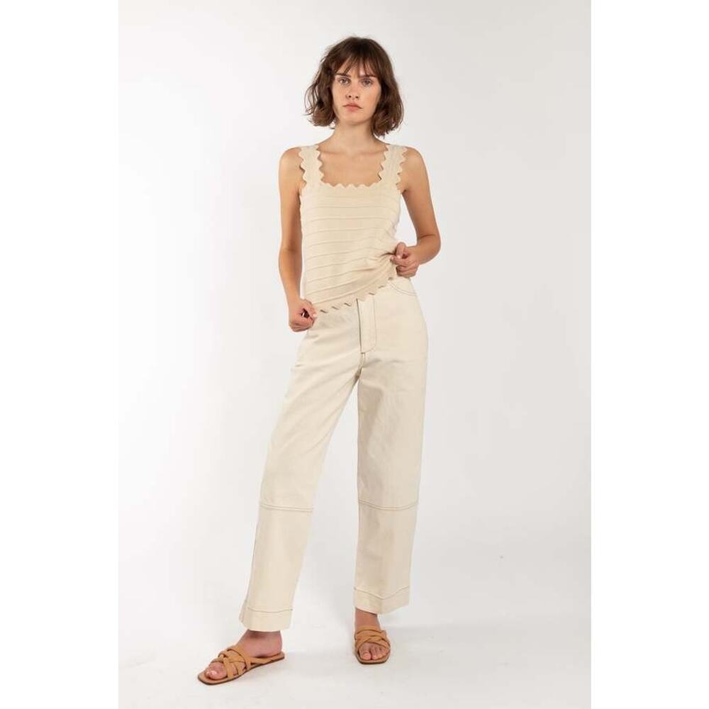 Micaela Greg Cream Seamed Straight Jeans Women’s XS